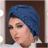 Beanie/Skull Caps muslimska kvinnor inre flätade bandanas hijab komfort mode turban hatt colorf cross knut kemo hattar huvud wea dhgarden dhyez