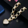 Braccialetti Pera Nigerian Luxury Heart CZ Stone Full Paved un unico braccialetti a catena collegata rotonda per donne Accessori abiti gioielli B156