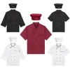 Hommes Femmes Unisexe Chef Chemise Cuisine Travail Uniforme Cuisiniers À Double Boutonnage Veste Manteau Avec Chapeau Cantine Restaurant Hôtel Bakeshop 57Ey #