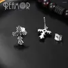 Stud Earrings REAMOR Trendy Stainless Steel Black Cubic Zircon Cross Women Men Exquisite Jewelry Accessories Gift 1 Pair