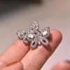 Clusterringen Twee Vlinders Zirkoon Diamanten Voor Vrouwen Wit Goud Kleur Verlovingsband Cocktail Party Sieraden Glanzende Geschenken Drop Deliv Dh39S