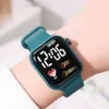 Wristwatches Digital Wristwatches Luminous Square Dial Non Waterproof Electronic Watch Adjustable Precise Time Heart Print LED Wrist Watch 24329