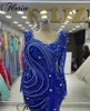 Runway Dresses Royal Blue Elegant Celebrity Mermaid Crystals Full Sleeves Evening Party Vestidos De Noche Pography