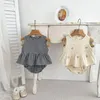 Ensembles de vêtements 2024 Été bébé fille vêtements ensemble infantile filles broderie hauts sans manches pain shorts 2 pièces coton enfant en bas âge tenues