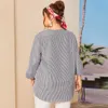 2021 FI Sommer Frauen Gestreifte Bluse Hemd Plus Größe Weibliche V-ausschnitt LG Hülse Unregelmäßige Tunika Tops Damen Casual Bluse j2rl #