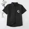 2021 Женская футболка Harajuku Vintage Black White Lg с коротким рукавом однотонная рубашка большого размера плюс размер с отложным воротником JK Топы женские d5Ap #