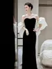 Runway Dresses Black Velvet Celebrity Off The Shoulder Saudi Arabia Mermaid Boat Neck Zipper Woman Ceremony Party Evening Gowns 2024