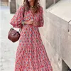 Casual Dresses Summer Woman 2024 Loose Round Neck Bohemian Floral Dress Short Sleeve Maxi Beach Swing