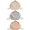 floral Fake Pearl Top Handle Rattan Bag Shoulder Bag Small Beach HandBags Women Summer Menger Crossbody Bags E36y#