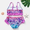 2 ~ 12 Jahre Kleinkind Baby Girls Badeanzug Rüschenstil Girl Bikini Bikini Set Schwimmoutfit Tankini Set