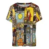 Vintage mo t-shirts tarot konst collage grundläggande t-shirt kort ärm kvinna retro tee skjorta sommar grafiska tees plus storlek 5xl 6xl k28c#