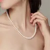 Dainashi White 7-10mm Freshwater Cultured Pearl Strands Necklace Sterling Silver Fine Jewelry for Women Birthday Gift240327