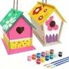 Crafts 2Pcs DIY Painting Bird House Kit Bird House Nest Crafts For Kids Handmade Wood Building Paint Hemp Rope Kid Gift ChildrenToy