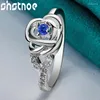 Cluster Rings Shstone 925 Sterling Silver Blue Zircon Crystal Flower for Women Engagement Wedding Birthday Party Fashion Jewets Gifts