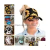 Bonnet / Skull Caps 50 Styles Criss Cross Messy Bun Chapeaux Tournesol Lavé Coton Snapback Casual Été Tie-Dye Chapeau En Plein Air Pour Femmes Moi Dh4Li