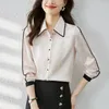 Camicette da donna Camicia in chiffon alla moda elegante 2024 Top ricamato con colletto rovesciato a maniche lunghe coreano autunno