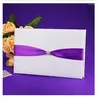 Party Decoration Purple Color Wedding Guest Book And Pen Set Satin Polyester Ribbons For Supplies