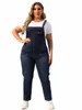 Overalls Frauen Hohe Taille Plus Größe Beiläufige Gerade Damen Weibliche Denim Knöchellangen Jeans Strampler 6XL 7XL 8XL X9Wh #