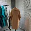 Bottone in corno di bue da donna classico alla moda il tuo cappotto 2023 Autunno / Inverno Versione di media lunghezza profilo bavero cappotto di lana di cammello per le donne