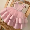 Peutermeisje Tule Strikjurk Baby Elegante Prinses Doop Bruiloft Tutu Jurken Kinderen Schoolfeest Kinderen Formele Feestkleding 3 8 Jaar 240318