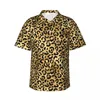 Mäns casual skjortor hawaiian skjorta semester djur fläckar tryck blusar cheetah elegant manlig kortärmad streetwear topp