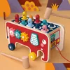 Jouets d'intelligence Babytoys Bebe Enfant en bas âge Enfants Jeu amusant en bois Activité Montessori pour enfants Éléphant battant Whackamole Marteau Pound Dhva1