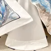 Set di biancheria da letto 100S cotone egiziano ricamo acqua di montagna lusso 4 pezzi copripiumino con lenzuolo federa bianco latte