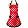 Mooie schattige rode zwarte retro polka dot ruche side sexy keuken koken apr met bowknot pocket cadeau voor vrouwen meisjes c1a21 w8o5#