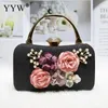 Shoulder Bags 2024 Women Evening Day Dinner Bag Handmade Flowers Pearl Shaped Clutches Lady Handbag Luxury Wedding Purse Chain