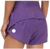 LL Women Yoga Outfits Short Lined Shorts met rits pocket gym dames casual sportkleding voor meisjes oefening fiess 0160