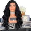 Nxy Vhair Wigs Rongduoyi Long Black Hair 1b Body Wave Synthetic Lace Front Wig Water Wavy Heat Resistant Fiber for Women Daily Makeup Use 240330