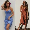 Womens Elegant Sexy Sling Solid Color Dress Fashionable Pile Collar Backless