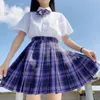 Femmes JK Uniforme Jupe plissée à carreaux Ensembles Fille Taille haute Mini Jupes sexy École japonaise Harajuku Cosplay Anime Sailor Costumes p6dO #