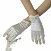 Gants de mariage en satin blanc, courts et élégants, avec nœud en perles, accessoires photo polyvalents, 54GE #