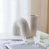 Vasos forma irregular vaso elegante branco cerâmica torcido flor para moderno minimalista sala escritório decoração boêmio cor sólida