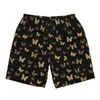 Men's Shorts Summer Board Golden Butterfly Running Cute Animal Printed Beach Fun Quick Dry Swimming Trunks Plus Size 3XL