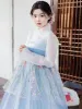 New Blue Hanbok för kvinnor koreansk traditionell kostym minoritet palats prestanda domstol kläder fr bröllop fest dance dr 126e#