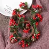 Decorative Flowers 2pcs Christmas Berry Wreath Red Pomegranate Rings Tea Light Holder Wreaths For Xmas Holiday Party Decoration 7cm