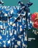 Girls' style hibiscus flower printed women's dress, blue floral suspender long dress, backless vacation dress