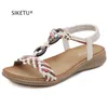 Casual Shoes Women Sandals Weave Design Bohemia Flats Elastic Band Wedges Comfortable Summer Designer SIKETU Brand 2024