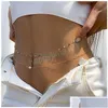 Correntes de barriga Correntes de barriga Boho Mtilayer Chain Womens Simples Sexy Crystal Beads Body Bikini Beach Cintura Verão Jóias Presente Drop Deliv Dhv6B