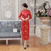 Chińskie noworoczne ubrania dla kobiet LG Dr Red Chegsam Qipao Wedding Dr Pluss Size Woman Even Silk Satin Drag Phoenix F2W1#