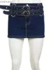 Jupes Skorts IAMSURE décontracté Streetwear basique jupe en jean avec ceintures Vintage Sexy mince taille moyenne Mini jupes femmes 2023 mode d'été 240330