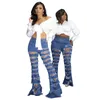 Plus Size Hosen High Street Frauen Kleidung Denim Bottoms Mi Zerrissene Jeans Cowboy Hosen Lässige Schlaghosen Großhandel Artikel n975 #