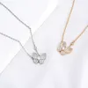 Designer Brand Van Butterfly Full Diamond Necklace Womens Fashion Versatile Edition med inbäddning av högkvalitativ kärlekskrage kedja