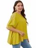 Gibsie Plus Size Guipure特大Tシャツ女性韓国夏半袖Tシャツ女性ビッグサイズソリッドカジュアルトップ2022 495Z＃