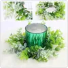 Decorative Flowers 2 Pcs Artificial Garland Ornament Eucalyptus Leaves Wreath Front Door Leaf Iron Welcome Hanging