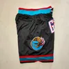 Heren''Memphis''Grizzlies''Authentieke shorts Basketbal Retro Mesh Geborduurd Casual Atletische Gym Team Shorts Zwart 03