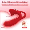 Stimolatore del clitoride per capezzoli 2 in 1 con 10 modalità di vibrazione, vibratore del punto G per leccata del clitoride, giocattoli sessuali per adulti per donne, stimolatore del punto G per coppia (Rosso)