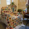 Couvertures faites à la main Mixcolour Granny Square Crochet Glands Couverture Afghan Sofa Throw avec coussin feutre style pastoral